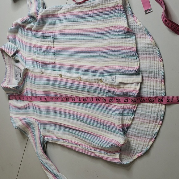 Rails Womens Ellis Iris Stripe Gauze Button Up Shirt Size S Quiet Luxury Preppy - Picture 12 of 15
